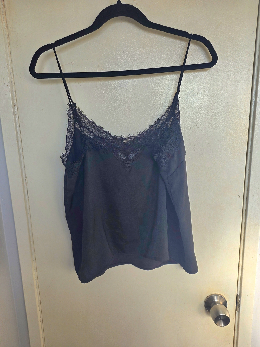 Banana Republic Black Lace Trim Silk Camisole